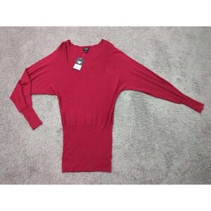 Nicole Miller Tops Womens Small Red Dolman Long Sleeve Ribbed Cuffs Hem‎ Classic